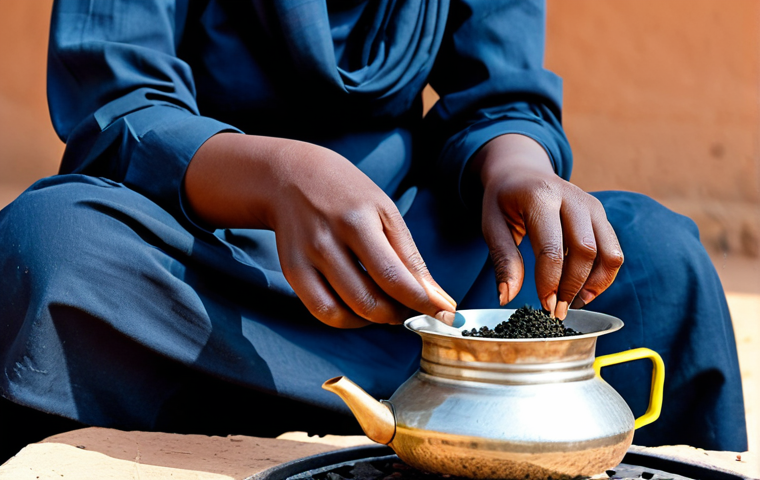 수단 차 문화 - **

A bustling Sudanese tea stall in a vibrant marketplace. Several fully clothed people are gathere...
